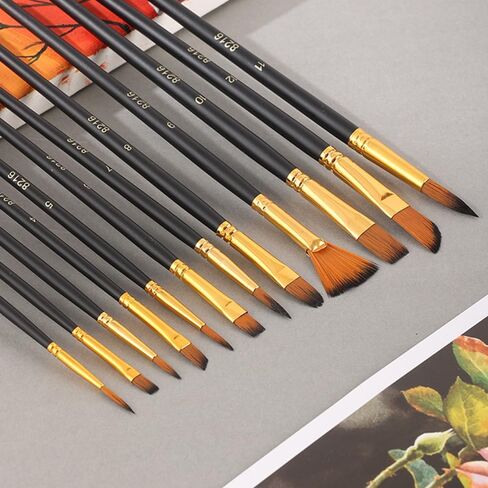 Premium Artists Paintbrush Sets – 12PCS Fine Point Bristle Nylon Brushes for Oil, Acrylic, Watercolor & Gouache in Saudi Arabia