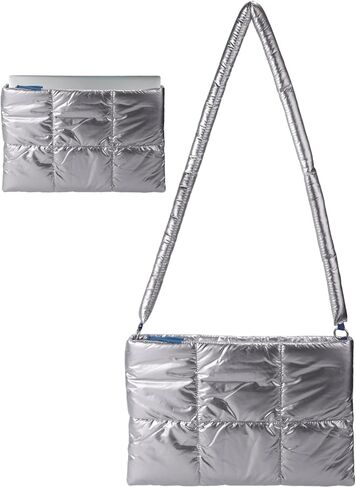 حقيبة كمبيوتر محمول مع حزام كتف، حافظة كمبيوتر محمول عازلة للحرارة مقاس 16×11 بوصة، غطاء حراري واقٍ مقاوم للصدمات لجهاز كمبيوتر مقاس 15-16 بوصة لمنع ارتفاع درجة الحرارة وملحقات التبريد الزائد (فضي) in Kuwait