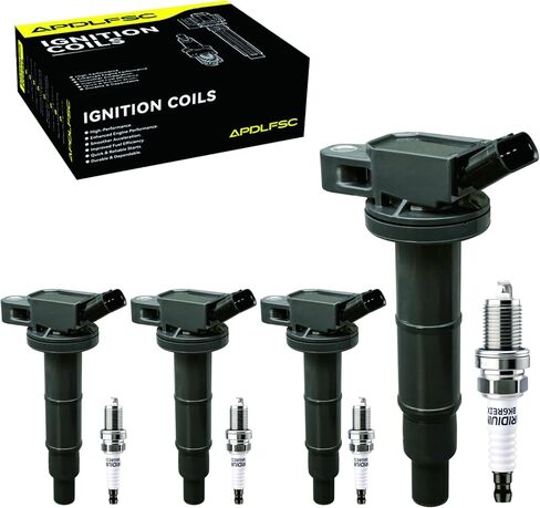 Set of 4 Ignition Coil Pack and Spark Plugs Compatible with 2002 03 04 05 06 07 08 2009 Toyota Camry Highlander Matrix RAV4 Solara Scion tC xB Lexus HS250h Pontiac Vibe Re UF333 9091902244 C1330 in Saudi Arabia
