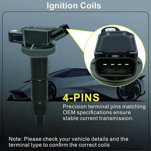 Set of 4 Ignition Coil Pack and Spark Plugs Compatible with 2002 03 04 05 06 07 08 2009 Toyota Camry Highlander Matrix RAV4 Solara Scion tC xB Lexus HS250h Pontiac Vibe Re UF333 9091902244 C1330 in Saudi Arabia