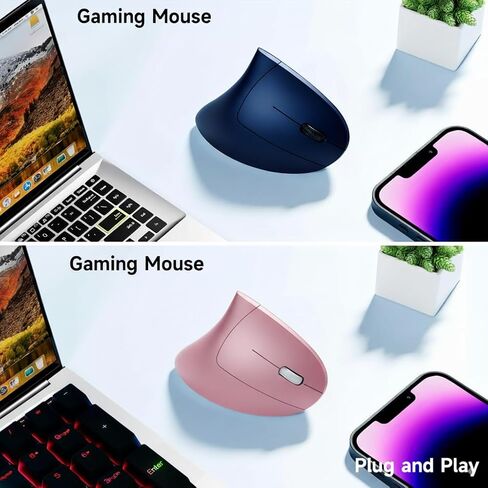 ماوس لاسلكي بصري مريح، ماوس لاسلكي بصري عمودي قابل لإعادة الشحن 2.4G مع مستقبل USB، 800/1200 /1600 نقطة في البوصة، 5 أزرار للكمبيوتر المحمول، الكمبيوتر الشخصي، ماك، الكمبيوتر in Kuwait