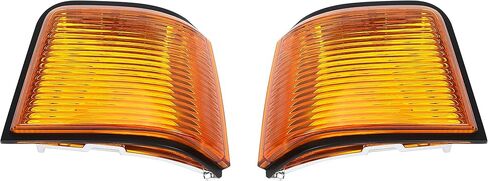 عدسة أضواء علامة العنبر HECASA متوافقة مع 1987-1988 Oldsmobile Cutlass Supreme/Calais 442/GT-350 لاستبدال 5974361 5974362 مصباح إشارة الانعطاف الأمامي LH & RH كروم الإسكان وعدسة العنبر in Kuwait