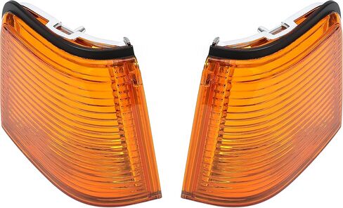 عدسة أضواء علامة العنبر HECASA متوافقة مع 1987-1988 Oldsmobile Cutlass Supreme/Calais 442/GT-350 لاستبدال 5974361 5974362 مصباح إشارة الانعطاف الأمامي LH & RH كروم الإسكان وعدسة العنبر in Kuwait