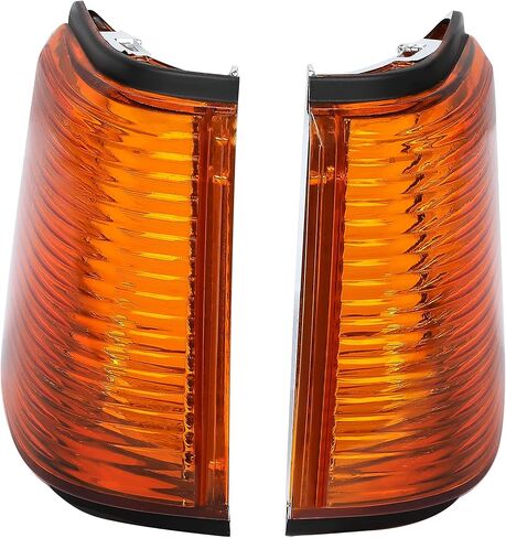 عدسة أضواء علامة العنبر HECASA متوافقة مع 1987-1988 Oldsmobile Cutlass Supreme/Calais 442/GT-350 لاستبدال 5974361 5974362 مصباح إشارة الانعطاف الأمامي LH & RH كروم الإسكان وعدسة العنبر in Kuwait