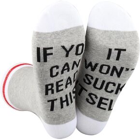 CENWA 1 Pair Adult Humor Gift If You Can Read This It Won’t Suck Itself Socks Gifts For Him Naughty Socks Offensive Gift