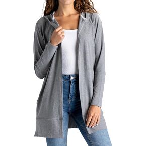 FITKICKS Everywear Lightweight Cardigan Relaxed Hooded Tunic Sweater with Deep Side Pockets Cardigan for Women, Girls