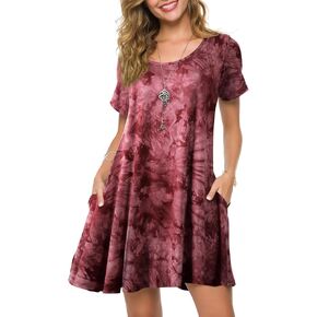 ZENNILO Plus Size Casual T Shirt Dresses for Women Flowy Swing Tunic Dress Pockets