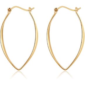 ToHeart Gold Hoop Earrings Oval Hoop Earrings Lightweight Gold Hoop Earrings