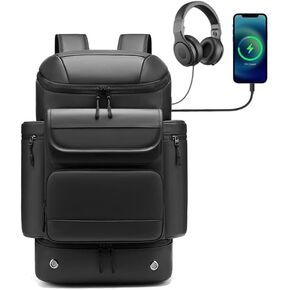 دي بي ان ايه يو شنطة ظهر للسفر للرجال سعة 50 لتر مع جيب منفصل للحذاء، شنطة لابتوب 17 انش، شنطة سفر كبيرة لعطلة نهاية الاسبوع، شنطة امتعة متينة مقاومة للماء معتمدة من الطيران، اسود، 50 لتر in Kuwait