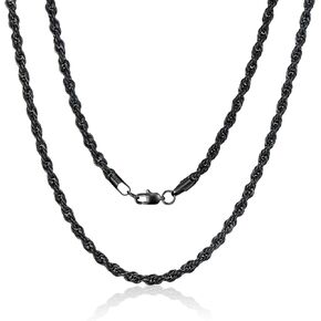 2.5MM 3MM 4MM 5MM Black Gold Plated Stainless Steel Twist Rope Chain Necklace for Men Women Chains 16-30 Inch