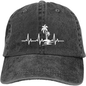 Yipaidel Women’s Beach Heartbeat Hat, Adjustable Vintage Washed Baseball Cap for Dad and Mom