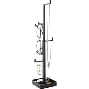 YAMAZAKI Home Tower Jewelry Display Stand Accessory Tree Organizer For Rings Necklaces Watch Earrings Or Glasses Storage - Steel