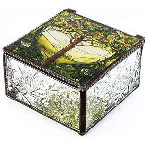 Tiffany Tree of Life Glass Jewelry Trinket Box