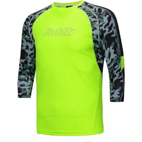 bpbtti Men's Mountain Bike Jersey 3/4 Sleeve Downhill MTB Shirts Loose Fitting Cycling Shirt UPF Bicycle Top UPF50+