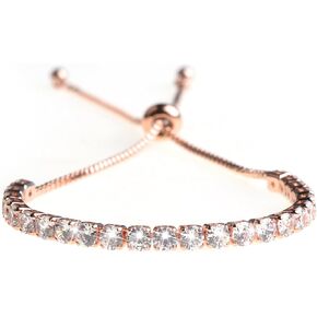 Fashion Adjustable Chain Bracelet for Women,Cubic Zirconia Rose Gold Gift Bracelet of Luxury Shining Jewelry