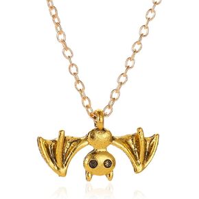 Bat Necklace for Women Men Gothic Bat Necklace Choker Flying Bat Pendant Necklace Gothic Punk Cool Heavy Chain Choker Cyber Animal Wing Pendant Pop Punk Black Bat Necklace Personalized Minimalist Halloween Exaggerated Hip-Hop Collarbone Chain Punk Vampire