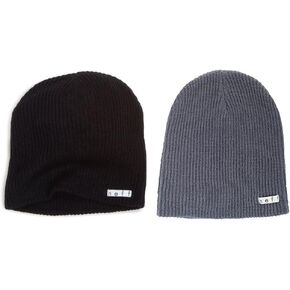 neff 2 Pack Daily Beanie, Black/Charcoal, One Size/One Size