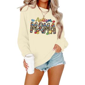 FLOYU Autism Mama Sweatshirt Autism Awareness - Shirt Women Autism Acceptance Tops Autism Puzzle Clothes