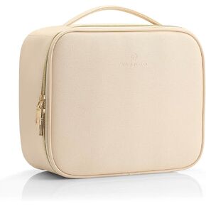 Vlando Toiletry Bag, Large Wash Bag, Travel Cosmetic Make-up Bag, Multi-compartment with Dividers for Cosmetics Makeup Brushes Toiletry Jewelry Accessories, Beige