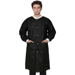 10PCs Dental/Medical Grade Lab Coat Multiple Layers 45G Disposable Knee Length with Pockets & Knit Cuffs Adult
