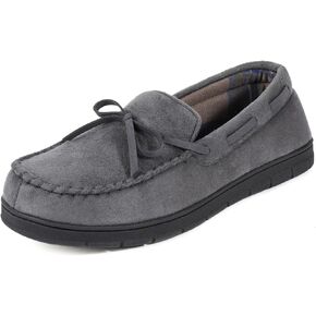 ULTRAIDEAS Men's Luke Microsuede Moccasin Slippers with Tie Indoor Outdoor