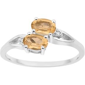 0.90 Ctw Oval Shape Birthstone Gemstone 925 Sterling Silver Dual Stone Stackable Women Ring