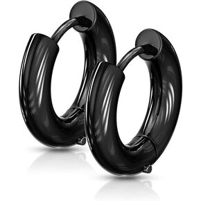 316L Stainless Steel 5mm Thick Round Hinged Hoop Earrings