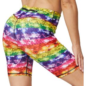 Printed Leggings with Pockets for Women Spandex Shorts Workout Leggings for Women Tummy Control Gym Yoga Capris in Kuwait