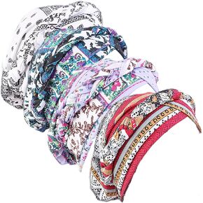 Qianmome 4 Pieces Braid Knot Lady Head Scarf Hijab Bohemia Style Turban Hat Muslim Inner Hijab for Women Bandana cap