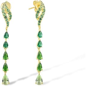 Santuzza 925 Sterling Silver Ombre Linear Earrings Glass Cubic Zirconia Stud Earrings for Women