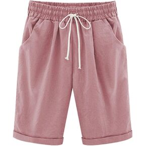 XinYangNi Womens Casual Shorts Cotton Cargo Lightweight Hiking Shorts Elastic Waist Drawstring Summer Shorts with Pockets