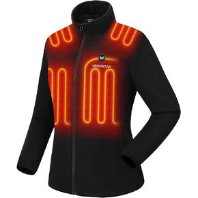 Venustas Women's Fleece Heated Jacket with Battery Pack 7.4V, 5 heating zones, Fleece Heated Coat with Premium Zippers