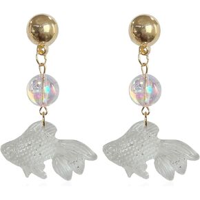Goldfish Shape Resin Dangle Earrings Handmade Colorful Goldfish Drop Dangle Earrings Goldfish Earring Stud for Women Girls