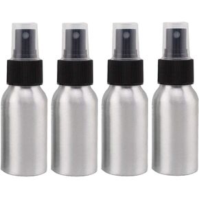 Furnido 1.72oz Aluminium Essential Oil Spray Bottle Refillable Perfume Fine Mist Atomiser Empty Beauty Metal Spray Bottles Cosmetic Packaging Container Travel subpackage Bottles 4-Pack (Black Caps)