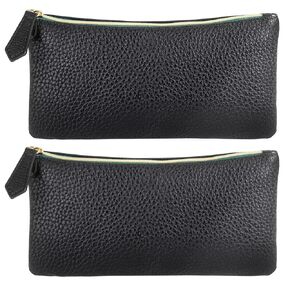 besharppin PU Leather Makeup Bag, 2pcs Black Cosmetic Bags for Purse Diaper Bag Travel