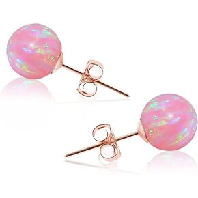 Womens 925 Sterling Silver Opal Ball Stud Earrings Hypoallergenic Jewelry for Girls 6mm