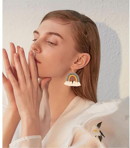 Bohemian Rainbow Layered Tassel Earrings 3 Tier Fringe Statement Dangle Drop Earrings for Women Girls Jewelry Fashion and Valentine Birthday Party Gift in Saudi Arabia