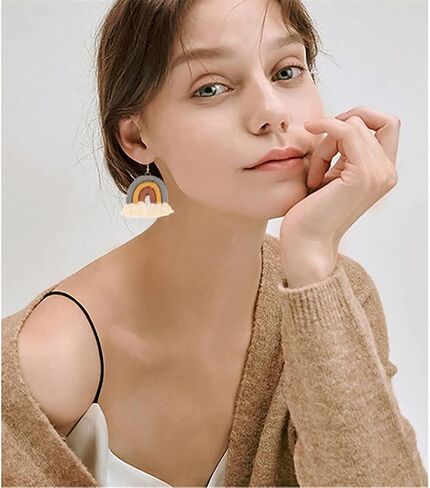 Bohemian Rainbow Layered Tassel Earrings 3 Tier Fringe Statement Dangle Drop Earrings for Women Girls Jewelry Fashion and Valentine Birthday Party Gift in Saudi Arabia