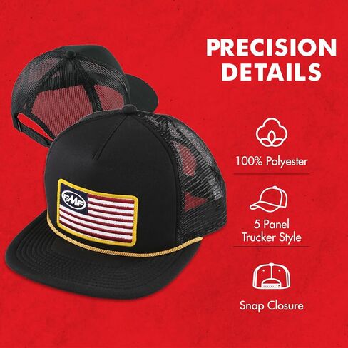 قبعة FMF Stars and Bars - قبعة سائقي الشاحنات السوداء، قبعات Snapback مكونة من 5 ألواح للرجال، قبعة OSFA in Kuwait