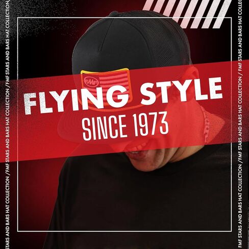 قبعة FMF Stars and Bars - قبعة سائقي الشاحنات السوداء، قبعات Snapback مكونة من 5 ألواح للرجال، قبعة OSFA in Kuwait