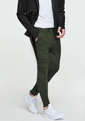 ATHLIO Men's Winter Fleece Sweatpants, Athletic Sports Jogger Pants with Pockets, Active Running Training Tapered Pants in Kuwait