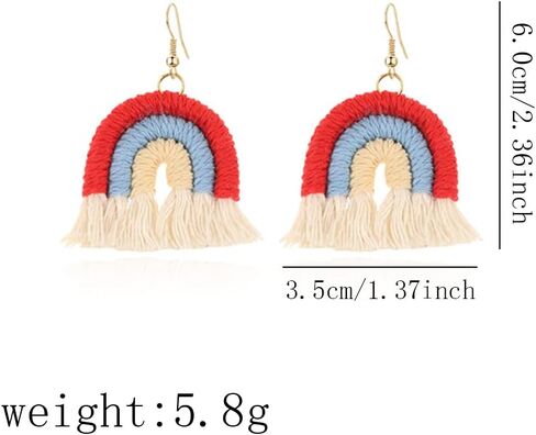 Bohemian Rainbow Layered Tassel Earrings 3 Tier Fringe Statement Dangle Drop Earrings for Women Girls Jewelry Fashion and Valentine Birthday Party Gift in Saudi Arabia