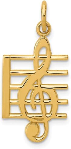 FB JEWELS Solid 14K Yellow Gold Music Note Charm (0.47 x 0.98 Inches) in Saudi Arabia