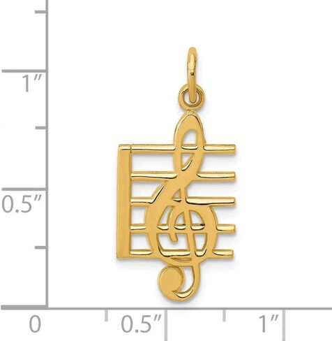 FB JEWELS Solid 14K Yellow Gold Music Note Charm (0.47 x 0.98 Inches) in Saudi Arabia