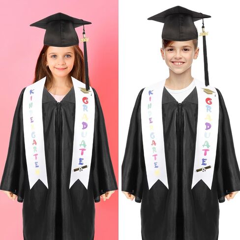 Guiqulai Unisex Shiny Kids Graduation Cap and Gown Set with 2024 Tassel for Kindergarten Preschool Toddler Children in Saudi Arabia