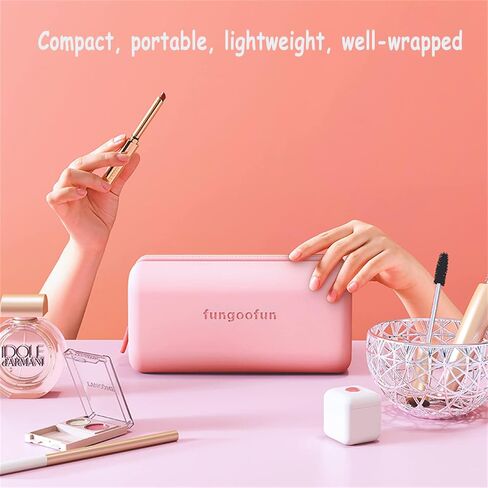 Pink Makeup Bag - Eva Waterproof Cosmetic Bag for Women, Square Toiletry Bag Travel Organizer for Girls, Mini Small Make Up Bag Cosmetic Zipper Pouch, Lipstick Makeup Case Organizer in Saudi Arabia