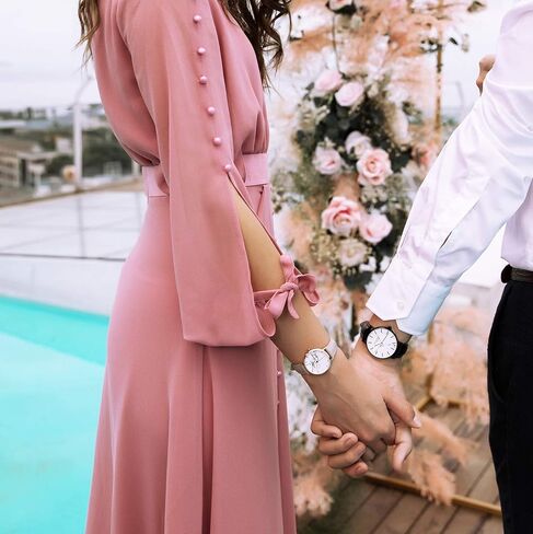 ساعات VICTORIA HYDE للأزواج للرجال والنساء، ساعات كوارتز بسيطة متطابقة للأزواج، مجموعة هدايا ساعة اليد له ولها مع حزام من الفولاذ المقاوم للصدأ in Kuwait