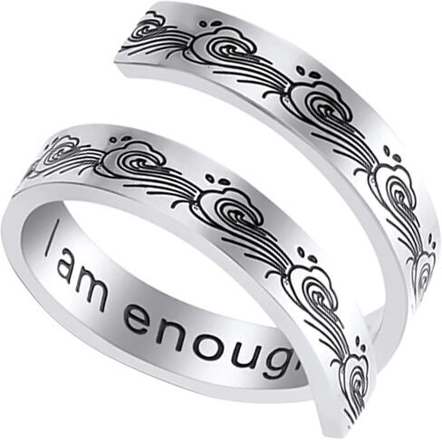 Kucheed Adjustable Rings for Women/Men, Inspirational Ring Jewelry Engraved I am Enough,Stainless Steel Spiral Wrap Twist Ring,Personality Encouragement Birthday Graduation Gifts in Saudi Arabia
