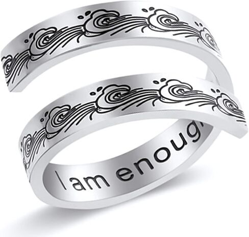 Kucheed Adjustable Rings for Women/Men, Inspirational Ring Jewelry Engraved I am Enough,Stainless Steel Spiral Wrap Twist Ring,Personality Encouragement Birthday Graduation Gifts in Saudi Arabia