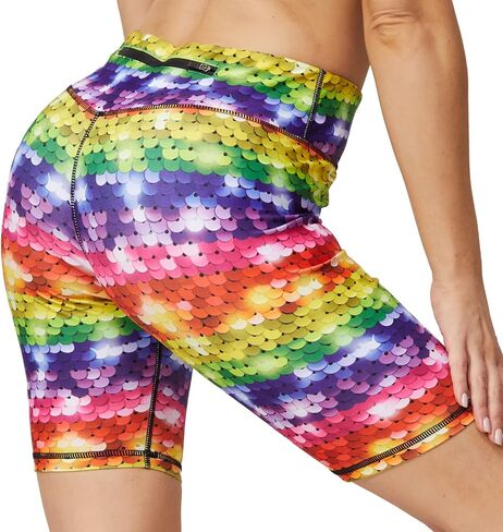 Printed Leggings with Pockets for Women Spandex Shorts Workout Leggings for Women Tummy Control Gym Yoga Capris in Kuwait